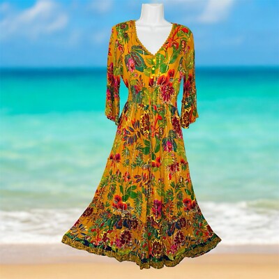 Anthropologie Me 2 Magic Floral Tropical Maxi Dress Tiered Yellow Size S |  eBay