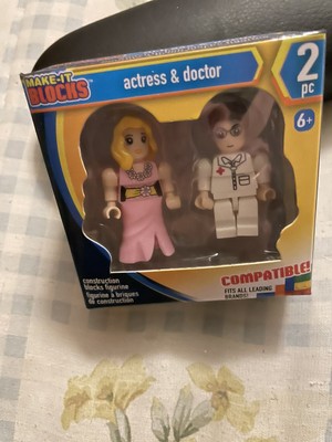 New MAKE IT BLOCKS ,  ACTRESS & DOCTOR CONSTRUCTION BLOCK FIGURINES, MINT BOX
