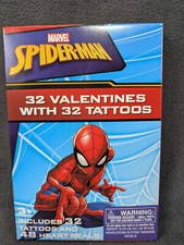 Spider-Man 32 Valentine's Day Cards W/ 32 Temporary Tattoos Marvel