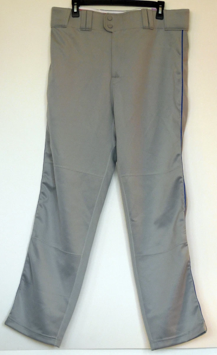 NEW NWT Rawlings Straight Fit Gray w Blue Piping Stripe Baseball Pants 38 31