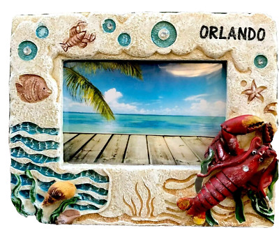 Orlando Florida 3D Photo Picture Nautical Frame Tropical Beach Lobster 3.1/2 x 5