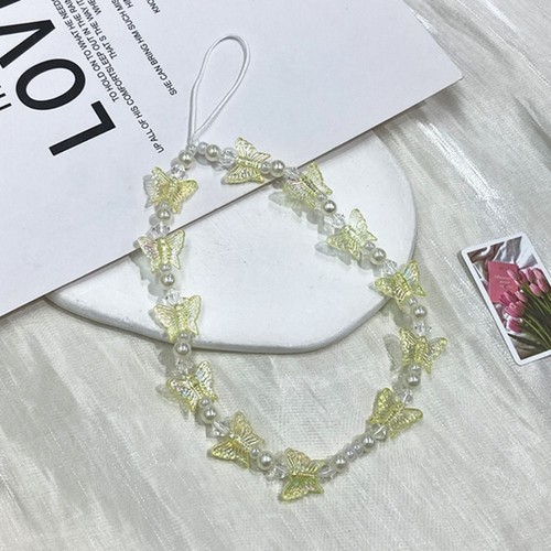 Butterfly Beaded Candy Colors Cellphone Keychain Women - 第 16/18 張圖片
