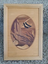 Hudson River FISH Wood Inlay Marquetry Art "Sea View" Signed Jeff Nelson Ocean
