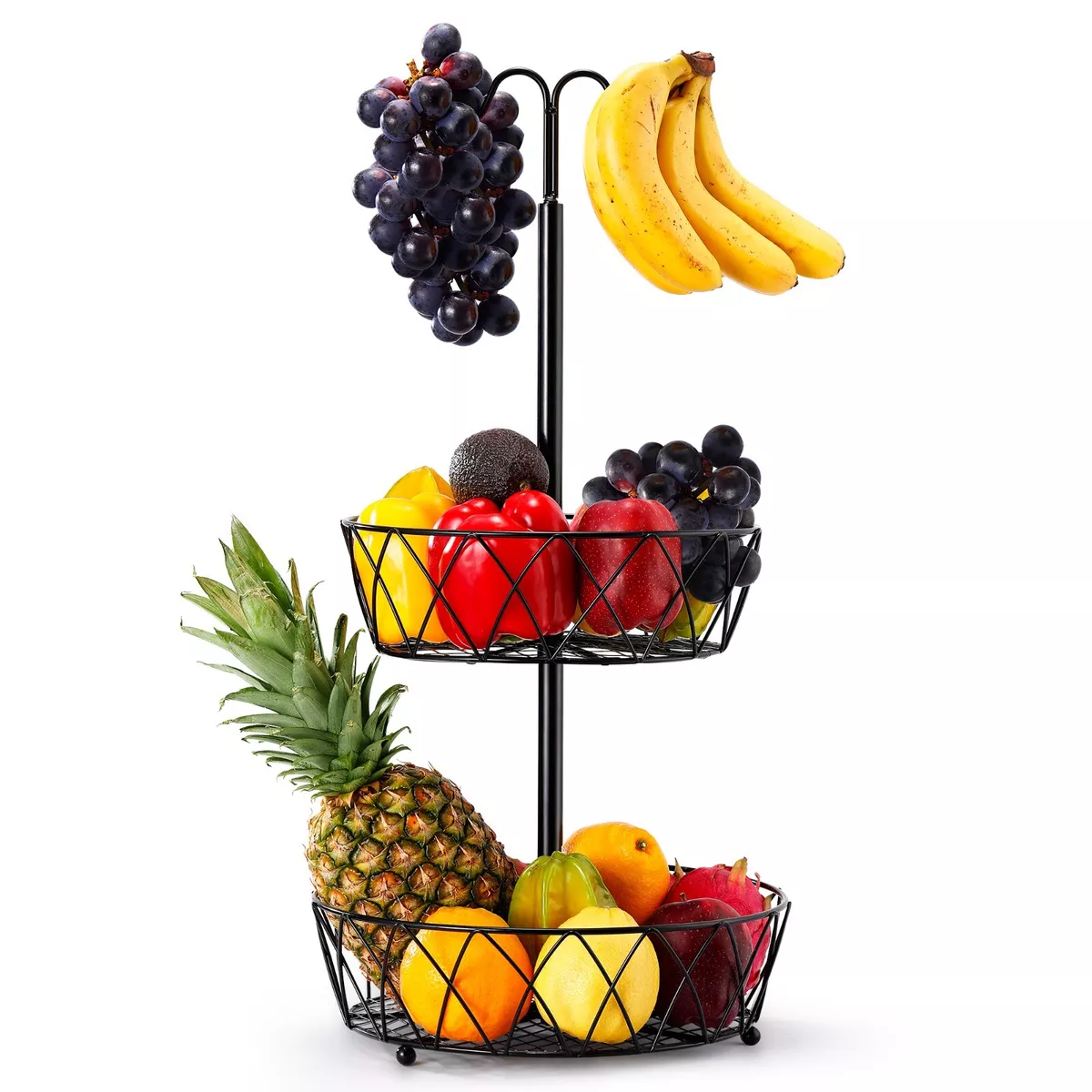 Fruit Basket, 2 Tier Fruit Basket Bowl Vegetable Organizer for Kitchen