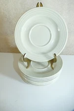 Homer Laughlin China Saucers 5.5" Lot of 8 Off White Cream Color Ribbed