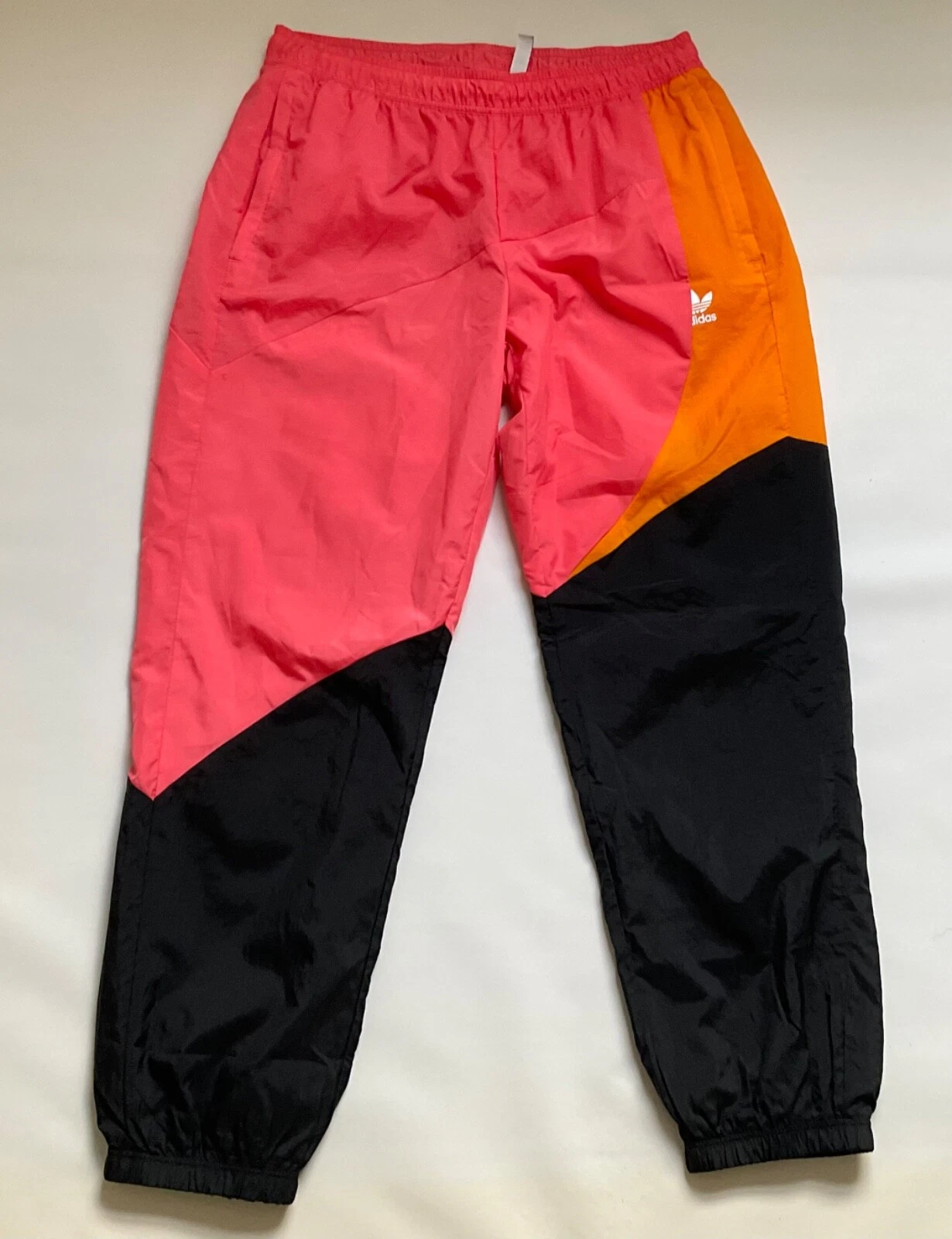 ADIDAS Track Pants Multi Colour - Black/Orange/Pink - Retro Shell - Large