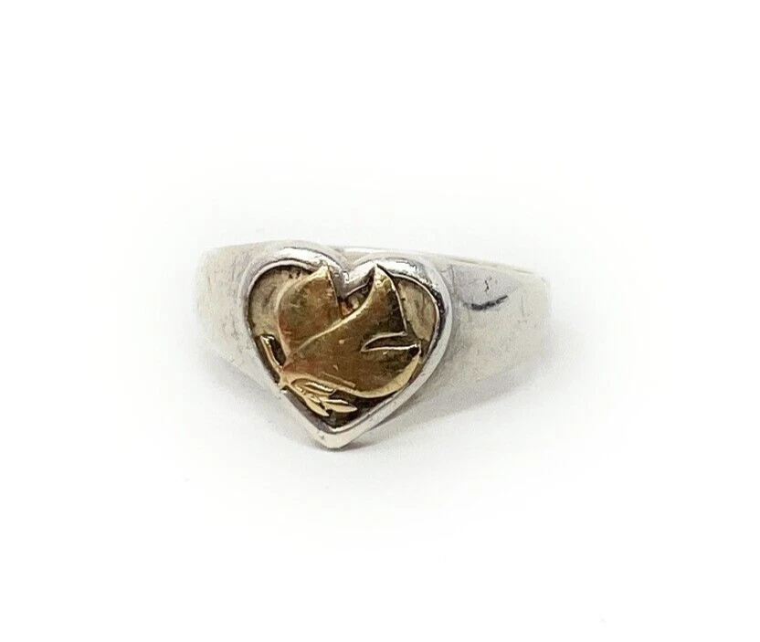 Anillo Corazón Paloma James Avery 925 y 14k Talla 5.7-6 Retirado Descendente Paz Con Caja