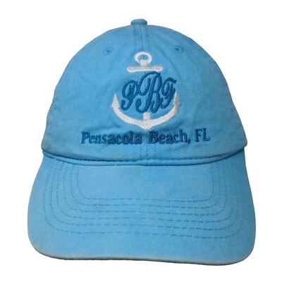 Pensacola Beach FL Strapback Hat Blue OS Adjustable Embroidered