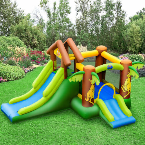 Inflatable Jungle Bounce House w/ Dual Slides Climbing Wall Jumping Area - Picture 3 of 10