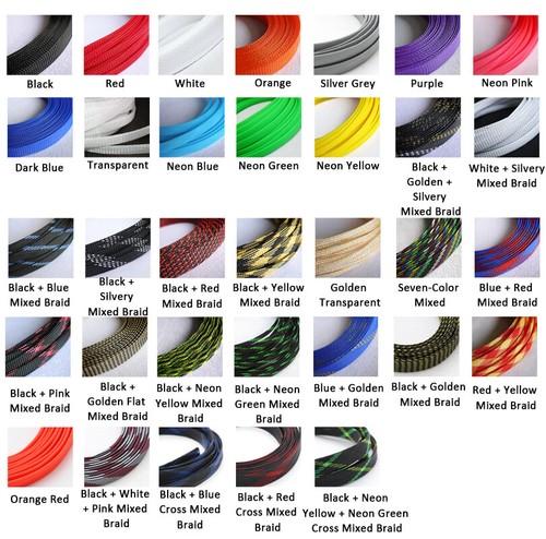 33 Colors Expandable Sleeve Wire Sheathing Harness Braided Cable Sleeving, Loom - Picture 2 of 39