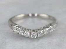 3Ct Round Cut Simulated Diamond Curved Wedding Band Ring 14K White Gold Plated