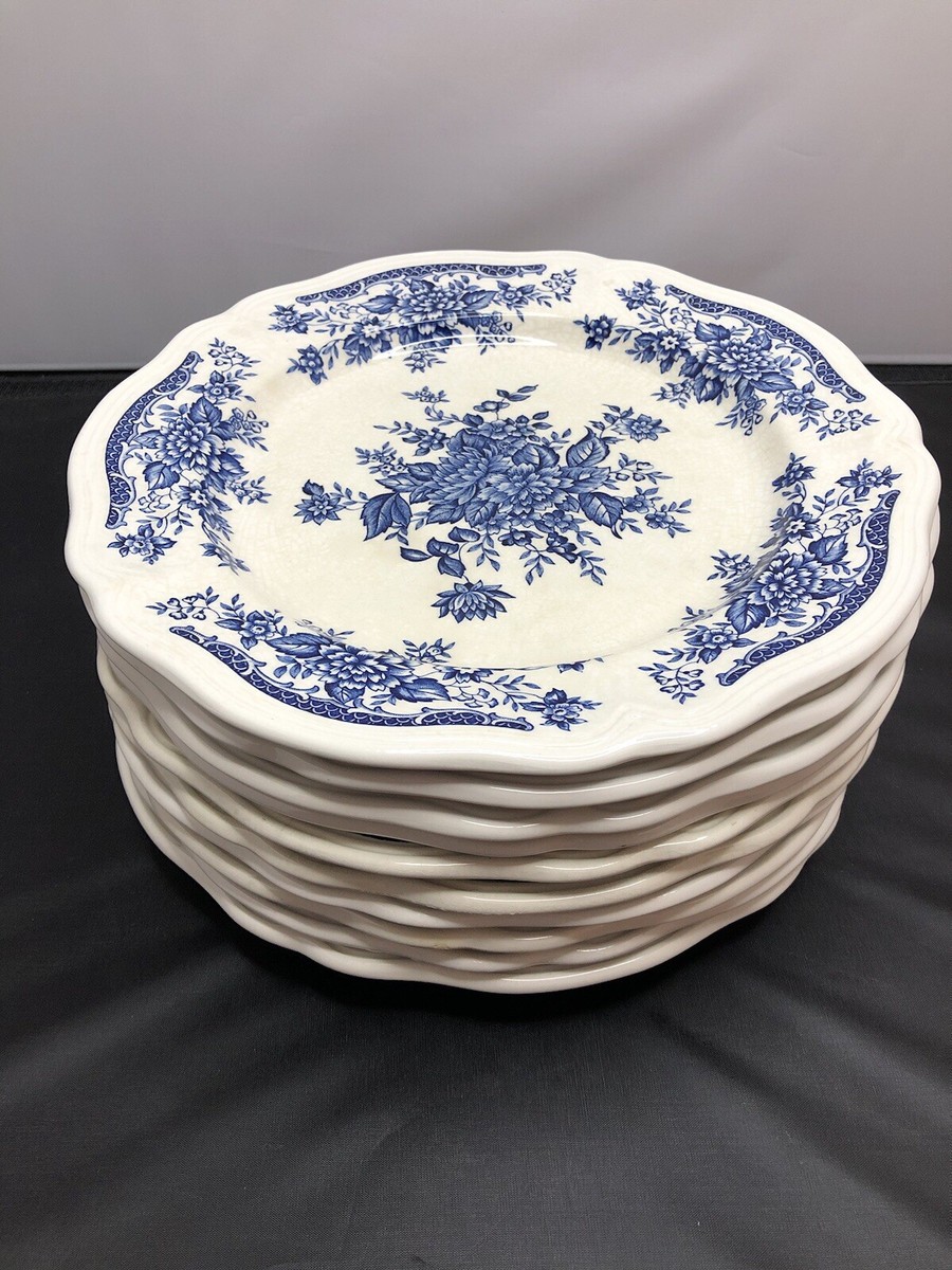 105 10プレート Ironstone Blue Carnation 10.5 Inch Dinner Plate Set Of 10 Made In