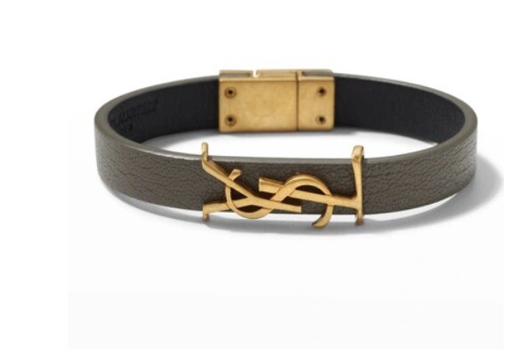 【SAINT LAURENT】レザー ブレスレット バーニッシュドゴールド Saint Laurent YSL New Charm Leather Gold-Tone Bracelet | eBay