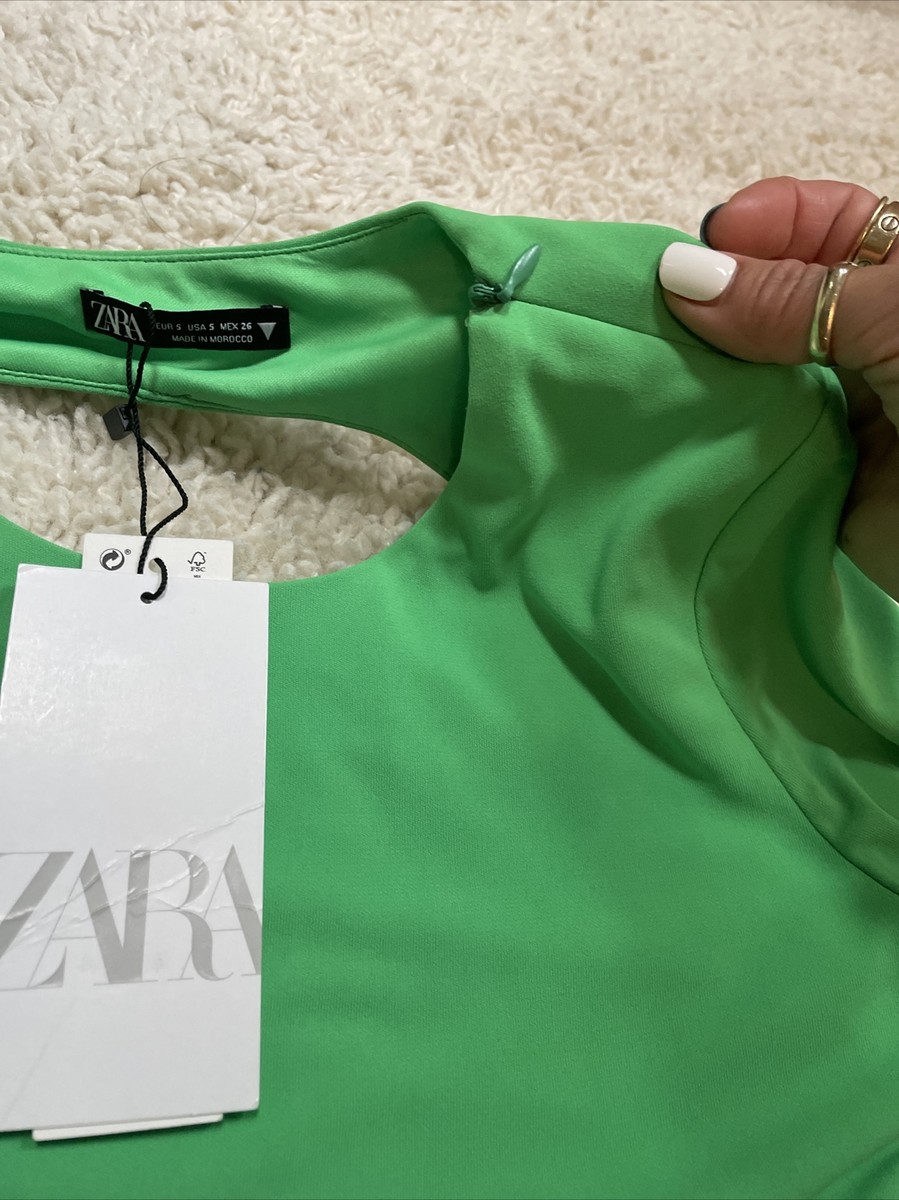 zara green open back top