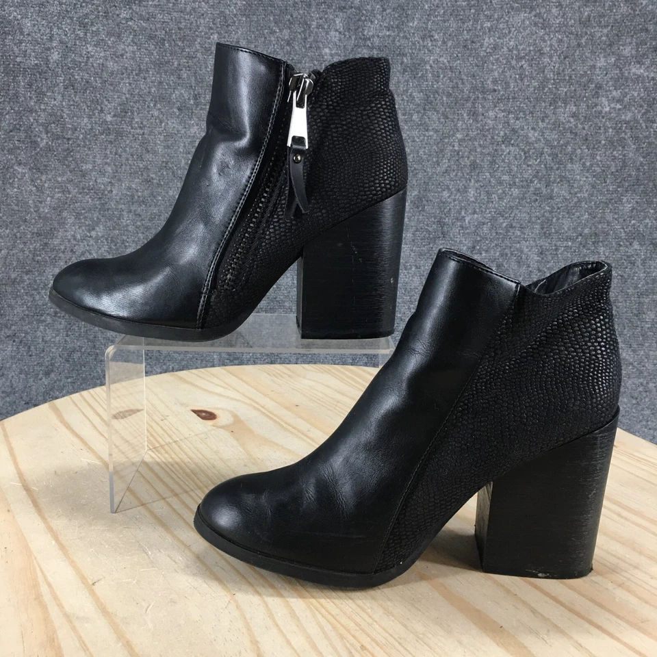 Charlotte Russe ботинки женщин 8 лодыжки ботинок черный искусственной кожи повседневный блок каблук - Изображение 2 из 4