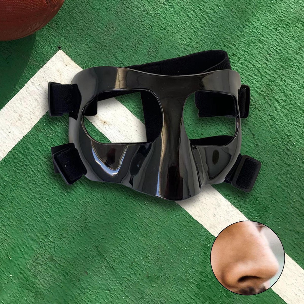Neusbescherming voor gebroken neus, basketbal-neusmasker, duurzame neusbescherming, sportmasker, gezichtsbescherming voor voetbal, basketbal, worstelen, softbal, volwassenen (zwart