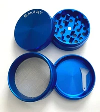 4 Piece Blue Large Titanium Smoke Spice Herbal Tobacco Grinder  Herb Crusher 