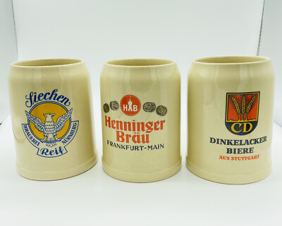 Vintage .5l Gerz Stoneware Ceramic Beer Steins Mugs W. Germany Lot of 3
