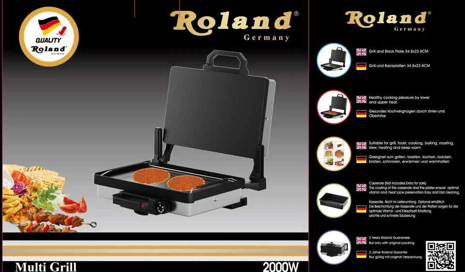 Roland Multigrill Lahmacun Sandwichmaker Toaster TEFLON - Bild 2 von 2