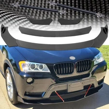 For BMW X1 X3 X5 Carbon Fiber Front Bumper Lip Splitter Spoiler+Strut+Rods