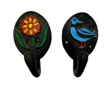 Vintage Cast Iron Black Hand Painted Wall Hooks