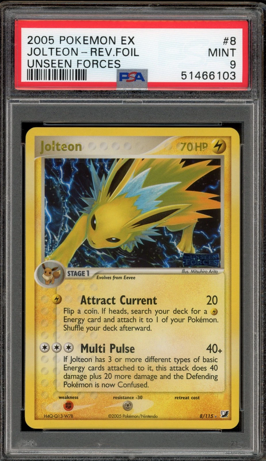 Pokemon Jolteon EX Unseen Forces Reverse Holo Rare #8 PSA 9 Mint