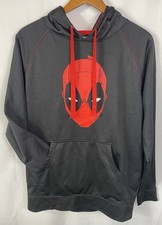MARVEL Deadpool Men's MEDIUM Black Hoodie with Graphic Front  Red Drawstrings