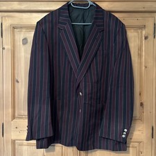 Varteks Vintage Boating Blazer / Jacket Men's 46R Black & Burgundy Striped