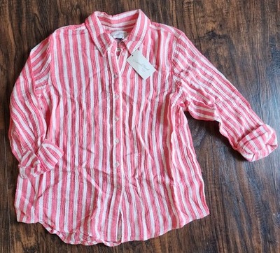 Women s Universal Thread Button Down Collared Relaxed Fit Coral Shirt M, NEW!