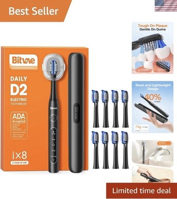Bitvae D2 Electric Toothbrush Sonic Rechargeable 8 Brush Heads 5 Modes