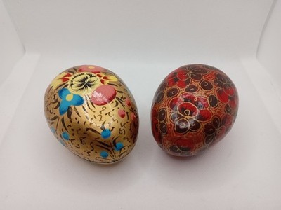 Kashmiri Pappmaché handbemalt Eierform Box Blumenmuster Ostern Geschenkidee