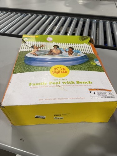 SUN SQUAD FAMILY POOL WITH BENCH 140 GALLON OVAL KIDDIE POOL PVC LINER, AGES 6+