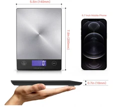 33lb Food Kitchen Digital Scale 304 Stainless Steel Rechargeable for Cooking US