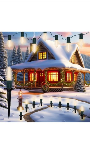 Abeja Christmas Pathway Lights Outdoor, 38’ 25 Pieces C9 Christmas Pathway Light - 第 1/12 張圖片