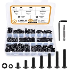 VIGRUE 305Pcs 1/4-20 Bolt and Nut Assortment Kit, 1/4-20 Black Button Head So...