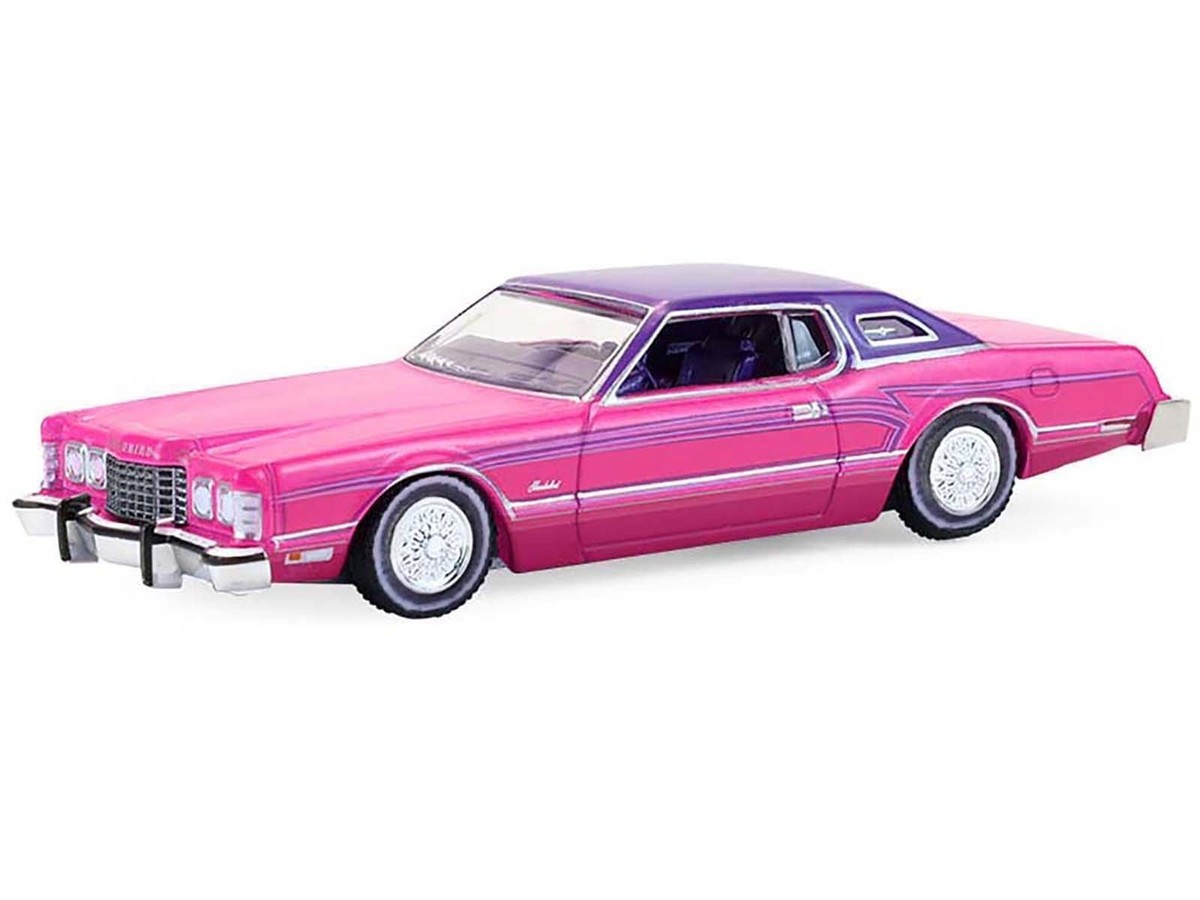 1975 FORD THUNDERBIRD LOWRIDER PINK 1/64 DIECAST MODEL BY