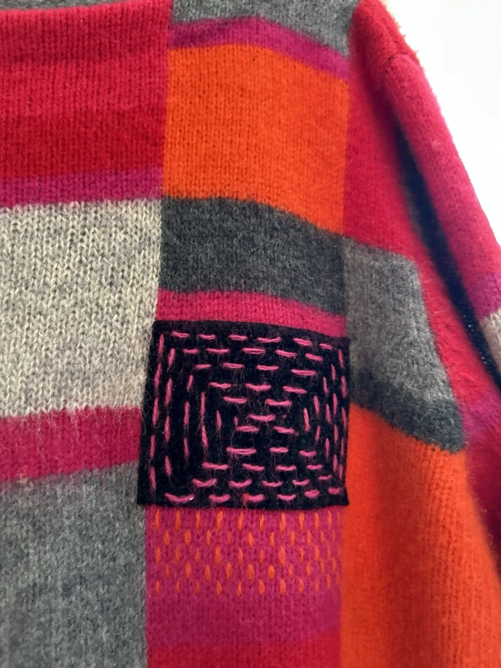 Свитер вышитый Sigrid Olsen свитер женщин L Colorblock 100% шерсти пэчворк - Изображение 4 из 4