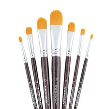 7pcs Artist Filbert Paintbrush Set for Acrylic Watercolor Gouache Oil and Bod...