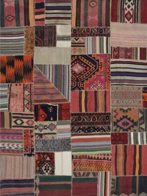 6x8 Handwoven Patchwork Kilim Rug - Geometric Multicolor Rug - Free US Shipping