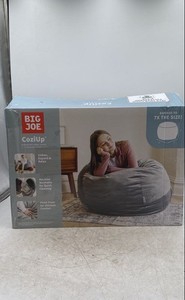 Big Joe CoziUp Gray Expanding Plush Washable Cover Home Furniture Foam Chair