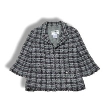 USED CHANEL KARL LAGERFELD TWEED JACKET RUNWAY MODEL 40 GOOD