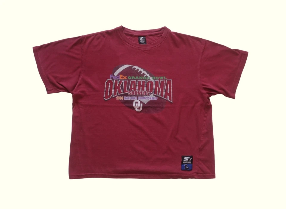 STARTER NCAA VTG Y2K OU OKLAHOMA SOONERS FOOTBALL CHAMPIONSHIP T SHIRT SZ L 2005 - Image 2 of 4