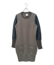 CHANEL Knit Two-Tone Dress/ Brown/ Size 38