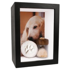 Dog Memorial Shadow Box Frame 5x7 with Paw Print Kit and Fur Keepsake Box Sma...