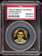 1910-12 Sweet Caporal Pins P2 Larry Doyle Large Letters PSA 8