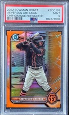 2022 Bowman Chrome Draft Aeverson Arteaga RC Orange Rfrt #ed 2/25 #BDC-198 PSA 9