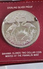 1976 Bahamas $2 Proof Sterling Silver Flamingo Coin w/ Original Box & COA