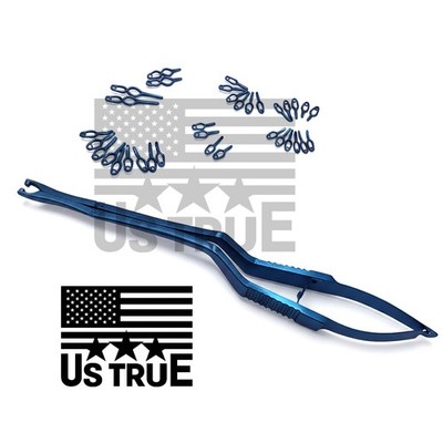 Aneurysm Titanium Clips Set | 40 Clips + Rotating Clip Applicator Instrument