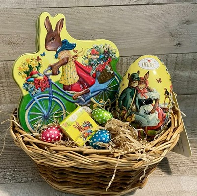 RARE Heidel Easter Nostalgia Tin Bike & Egg Filled w/ German Praline Chocolates
