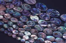 Genuine Rainbow Abalone Shell Oval Spacer Beads Flat Rhombus Mother of Pearl 15"